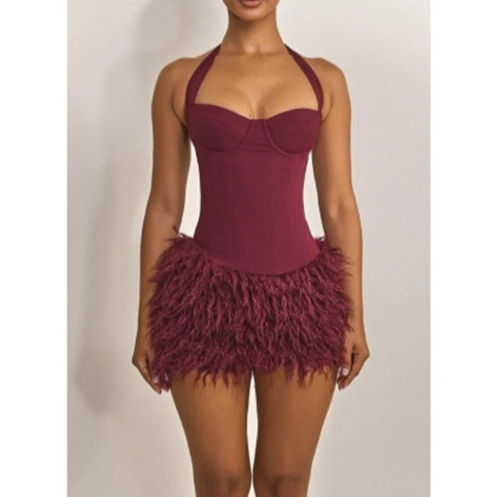 New Marsthelabel Women's Burgundy Lace-Up Bustier Tank Size 6
